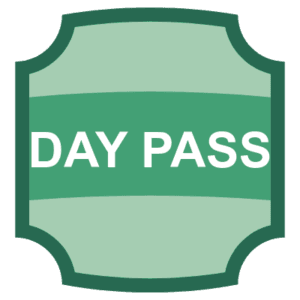 Badge showing day pass text.