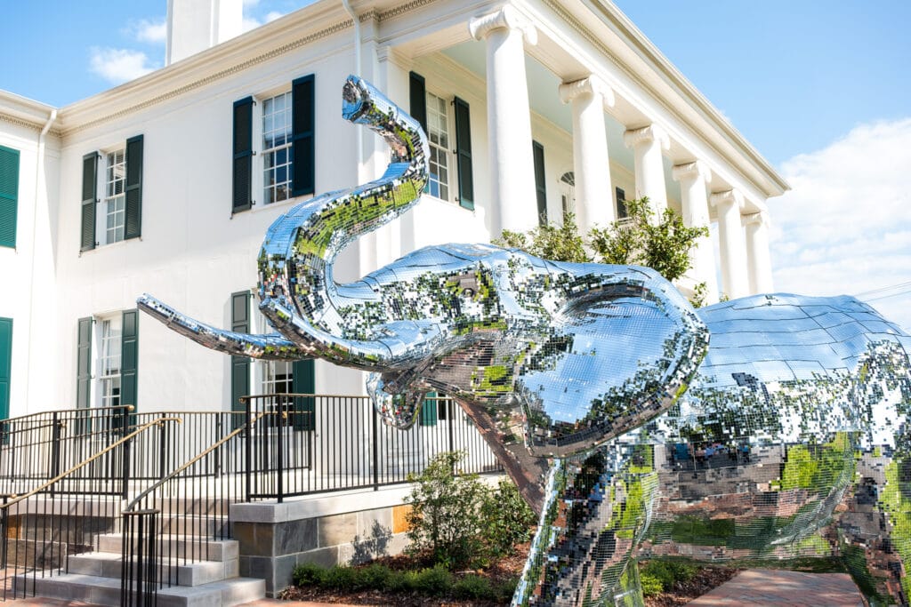 Disco Elephant if front of the University Club on the corner of University Blvd and Queen City Blvd